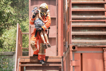 The firefighter's embrace was a reassurance that everything would be okay from dangerous.