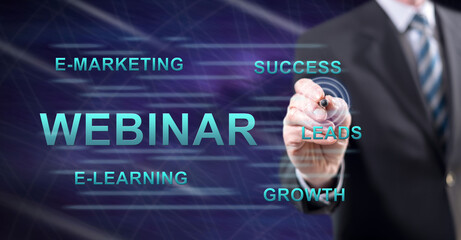 Man touching a webinar concept