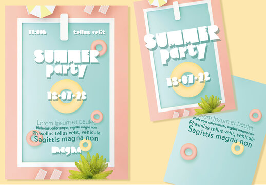 Summer Pool Party Poster and flyer
