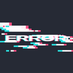 Gliteched Pixels Effect with Error Typography, Black Background