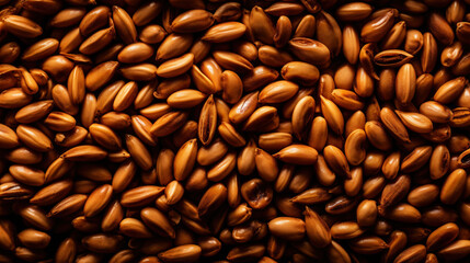 Obraz premium Pile of pine nuts background. Food backdrop. Generative AI