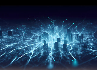 Obraz premium Glowing abstract futuristic colorful science and technology background.