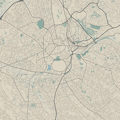 Vector map of Kampala, Uganda. Urban city road map art poster illustration.