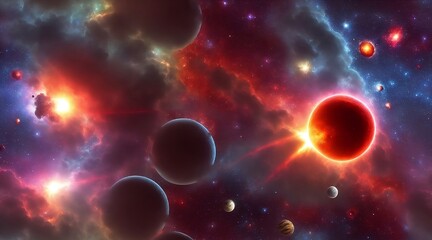 Obraz na płótnie Canvas Epic deep space art - 4k wallpaper planets supernova - Universe
