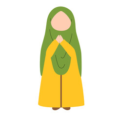 Woman wearing hijab greeting illustration