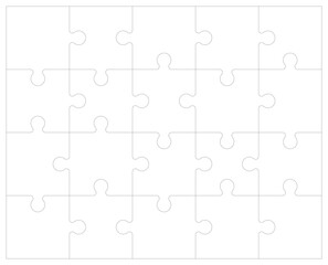Puzzle grid blank template. Jigsaw puzzle with 20 pieces