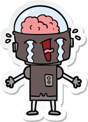 sticker of a cartoon crying robot