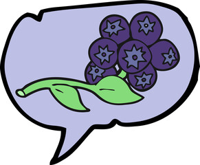 freehand drawn speech bubble cartoon blueberries
