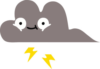 flat color retro cartoon of a storm cloud