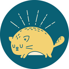 icon of a tattoo style happy cat