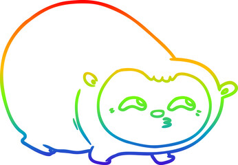 rainbow gradient line drawing of a cartoon wombat
