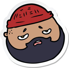 sticker of a cartoon male face with beard