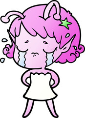 cartoon crying alien girl