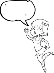 freehand drawn speech bubble cartoon vampire girl