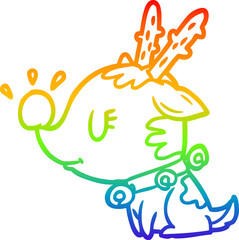 rainbow gradient line drawing of a christmas reindeer