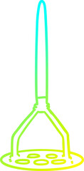cold gradient line drawing of a cartoon potato masher