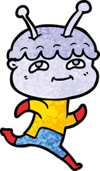 friendly cartoon spaceman running