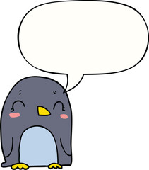 cartoon penguin with speech bubble