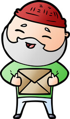 cartoon happy bearded man