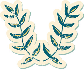 iconic distressed sticker tattoo style image of a laurel