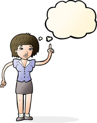 cartoon woman with idea with thought bubble