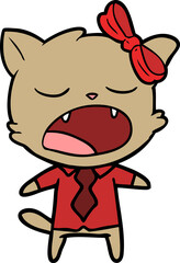 cartoon yawning cat