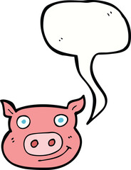 cartoon pig face with speech bubble
