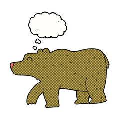 freehand drawn thought bubble cartoon bear