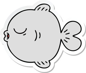 sticker of a quirky hand drawn cartoon fish