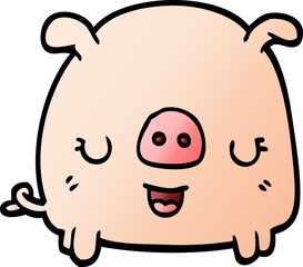 vector gradient illustration cartoon pig