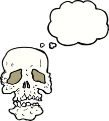 cartoon skull with thought bubble