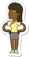 sticker of a cartoon woman with hands on hips