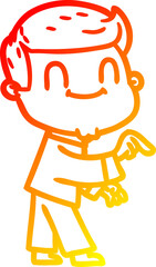 warm gradient line drawing of a cartoon friendly man