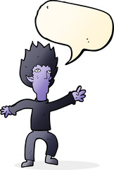 cartoon vampire with speech bubble