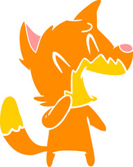 laughing fox flat color style cartoon