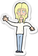 Fototapeta premium sticker of a cartoon waving man with mustache