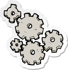 sticker of a cartoon cogs and gears