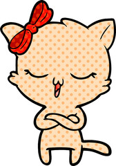 cartoon cat with bow on head