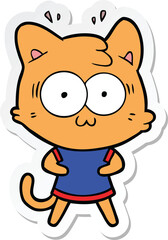 sticker of a cartoon surprised cat