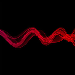 Abstract wave vector background. Abstract red wave background, transparent waves wavy lines on dark background wavy lines for brochure, website, flyer design.