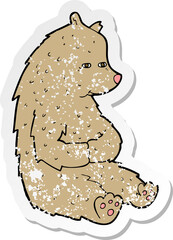 retro distressed sticker of a cute cartoon bear