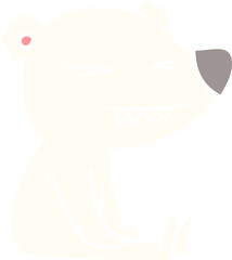 angry polar bear flat color style cartoon