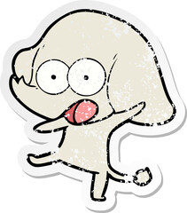distressed sticker of a cute cartoon elephant