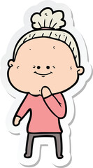 Fototapeta premium sticker of a cartoon happy old woman