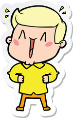 sticker of a cartoon excited man