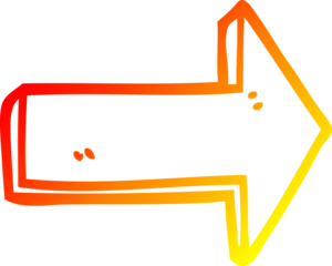 warm gradient line drawing of a cartoon directing arrow