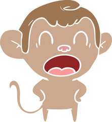 shouting flat color style cartoon monkey