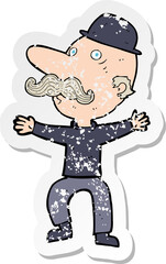 retro distressed sticker of a cartoon wealthy fello