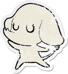 distressed sticker of a cute cartoon elephant