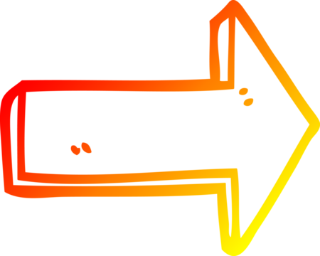 warm gradient line drawing of a cartoon directing arrow